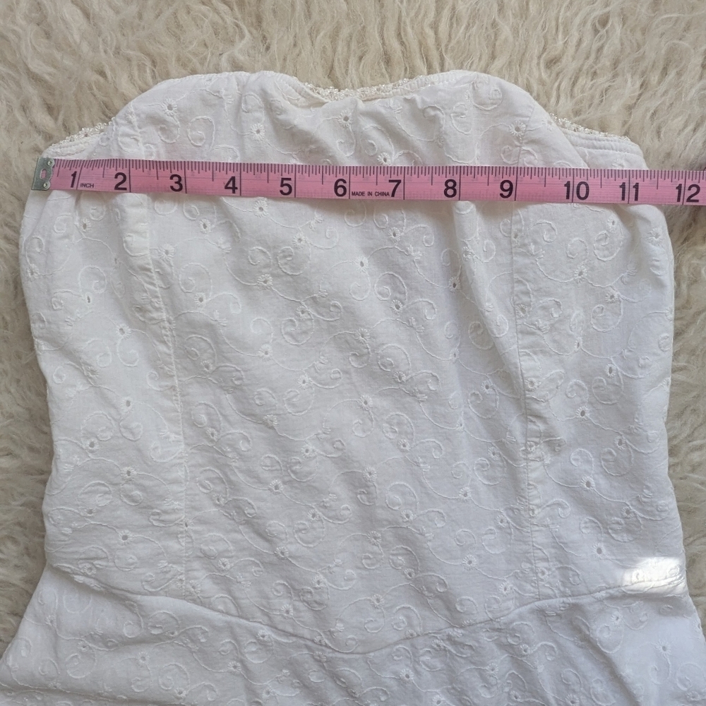 Vintage Ruby Rox White Embroidered Strapless Dres… - image 2